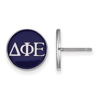 Sterling Silver Rhodium-plated LogoArt Delta Phi Epsilon Sorority Greek Letters Color Enamel Post Earrings view 1