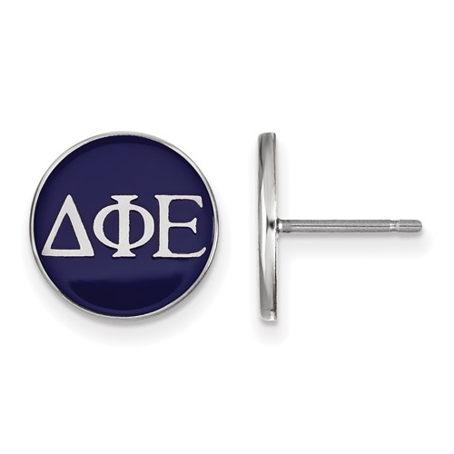 Sterling Silver Rhodium-plated LogoArt Delta Phi Epsilon Sorority Greek Letters Color Enamel Post Earrings