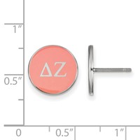 Sterling Silver Rhodium-plated LogoArt Delta Zeta Sorority Greek Letters Color Enamel Post Earrings view 2