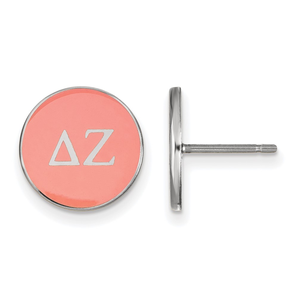 Sterling Silver Rhodium-plated LogoArt Delta Zeta Sorority Greek Letters Color Enamel Post Earrings