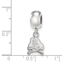 Sterling Silver Rhodium-plated LogoArt East Carolina University Pirate Extra Small Dangle Bead Charm view 3
