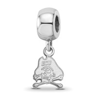 Sterling Silver Rhodium-plated LogoArt East Carolina University Pirate Extra Small Dangle Bead Charm view 1
