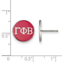Sterling Silver Rhodium-plated LogoArt Gamma Phi Beta Sorority Greek Letters Color Enamel Post Earrings view 2
