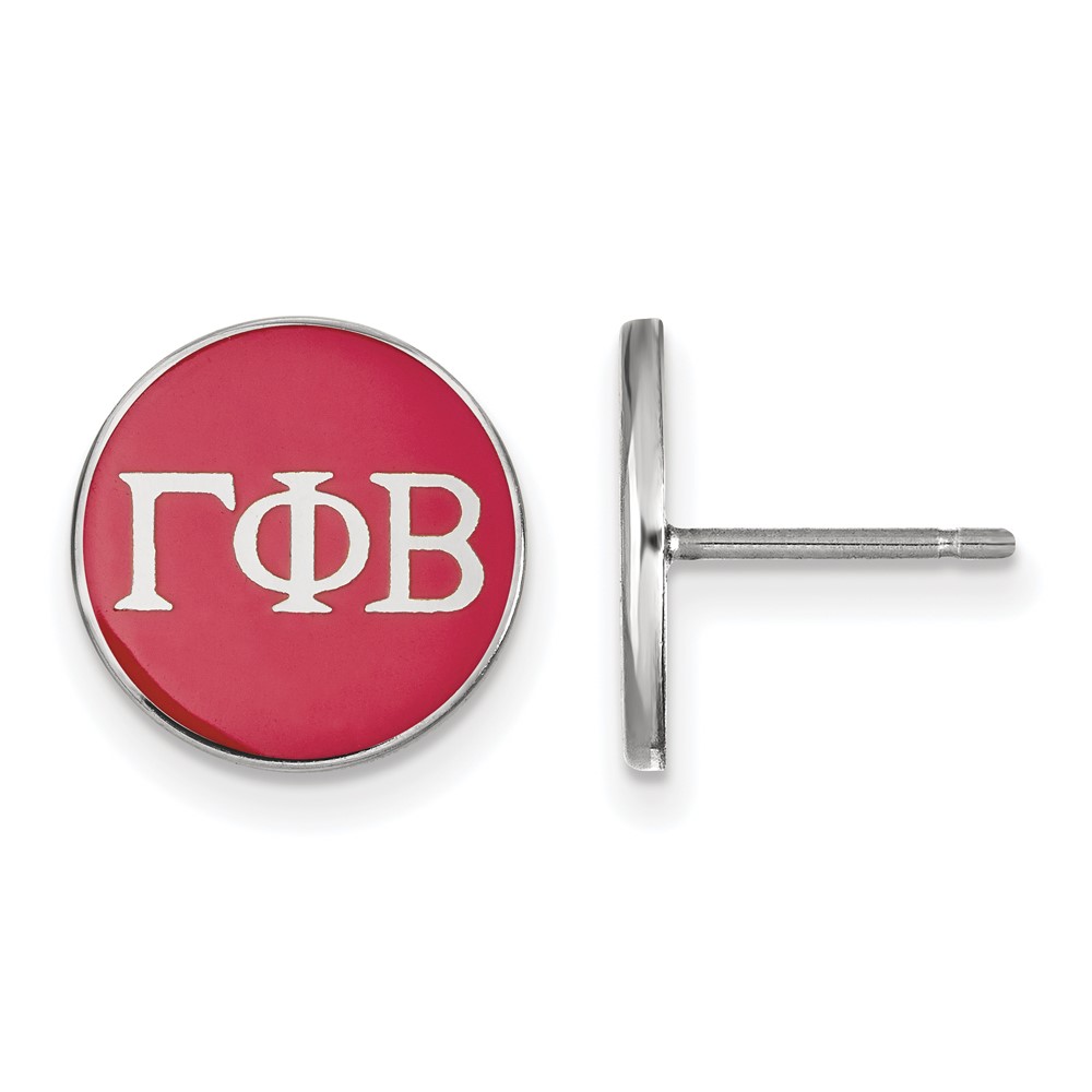 Sterling Silver Rhodium-plated LogoArt Gamma Phi Beta Sorority Greek Letters Color Enamel Post Earrings