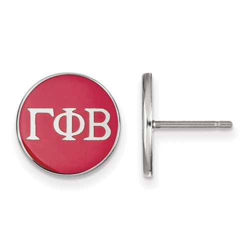 Sterling Silver Rhodium-plated LogoArt Gamma Phi Beta Sorority Greek Letters Color Enamel Post Earrings