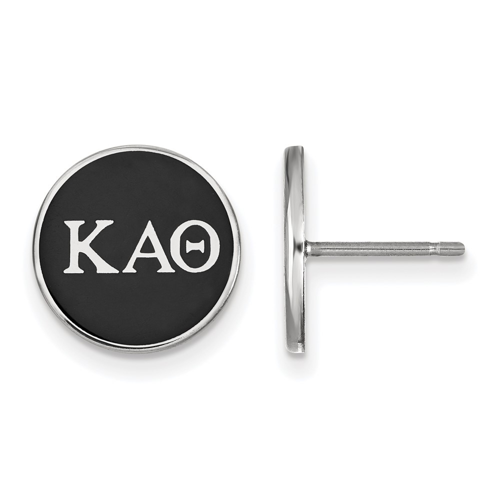 Sterling Silver Rhodium-plated LogoArt Kappa Alpha Theta Sorority Greek Letters Color Enamel Post Earrings