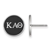 Sterling Silver Rhodium-plated LogoArt Kappa Alpha Theta Sorority Greek Letters Color Enamel Post Earrings view 1