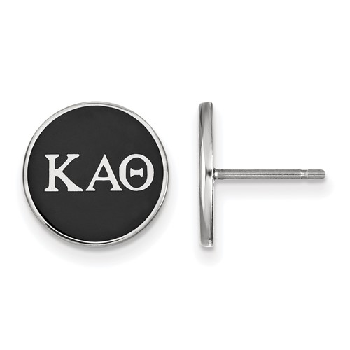 Sterling Silver Rhodium-plated LogoArt Kappa Alpha Theta Sorority Greek Letters Color Enamel Post Earrings