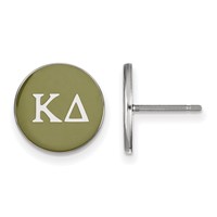 Sterling Silver Rhodium-plated LogoArt Kappa Delta Sorority Greek Letters Color Enamel Post Earrings view 1