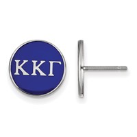 Sterling Silver Rhodium-plated LogoArt Kappa Kappa Gamma Sorority Greek Letters Color Enamel Post Earrings view 1