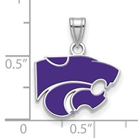 Sterling Silver Rhodium-plated LogoArt Kansas State University Wildcat Small Enameled Pendant view 2