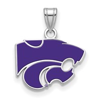Sterling Silver Rhodium-plated LogoArt Kansas State University Wildcat Small Enameled Pendant view 1