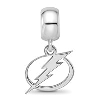 Sterling Silver Rhodium-plated Nhl LogoArt Tampa Bay Lightning Small Dangle Bead view 3