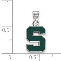 Sterling Silver Rhodium-plated LogoArt Michigan State University Letter S Small Enameled Pendant view 2