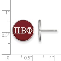 Sterling Silver Rhodium-plated LogoArt Pi Beta Phi Sorority Greek Letters Color Enamel Post Earrings view 2