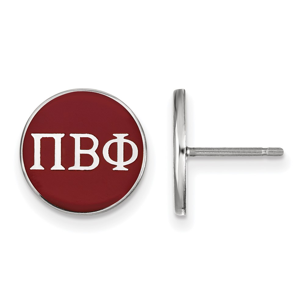 Sterling Silver Rhodium-plated LogoArt Pi Beta Phi Sorority Greek Letters Color Enamel Post Earrings