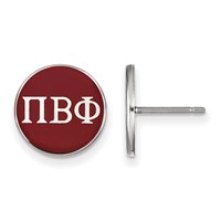 Sterling Silver Rhodium-plated LogoArt Pi Beta Phi Sorority Greek Letters Color Enamel Post Earrings view 1