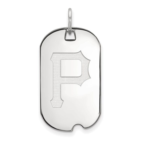 Sterling Silver Rhodium Plated Major League Baseball LogoArt Pittsburgh Pirates Dog Tag Pendant