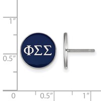 Sterling Silver Rhodium-plated LogoArt Phi Sigma Sigma Sorority Greek Letters Color Enamel Post Earrings view 2