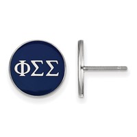 Sterling Silver Rhodium-plated LogoArt Phi Sigma Sigma Sorority Greek Letters Color Enamel Post Earrings view 1