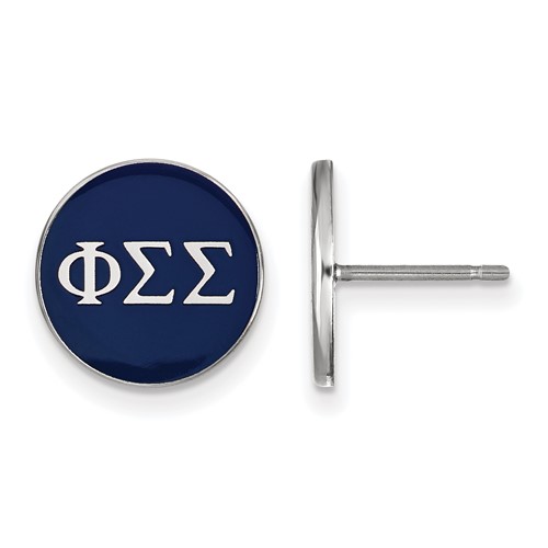 Sterling Silver Rhodium-plated LogoArt Phi Sigma Sigma Sorority Greek Letters Color Enamel Post Earrings