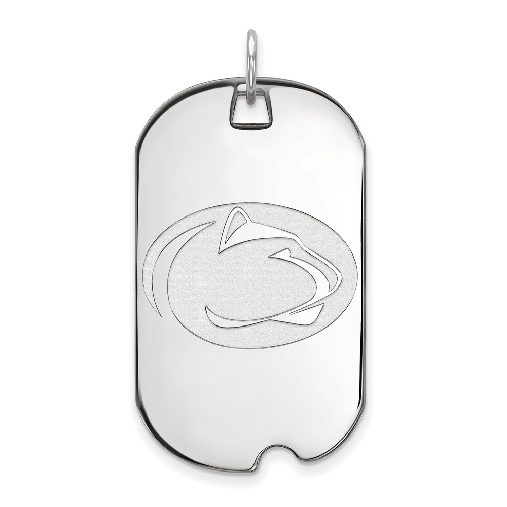 Sterling Silver Rhodium-plated LogoArt Penn State University Lion Large Dog Tag Pendant