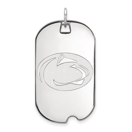 Sterling Silver Rhodium-plated LogoArt Penn State University Lion Large Dog Tag Pendant