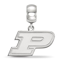 Sterling Silver Rhodium-plated LogoArt Purdue University Letter P Small Dangle Bead Charm view 2