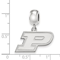 Sterling Silver Rhodium-plated LogoArt Purdue University Letter P Small Dangle Bead Charm view 3