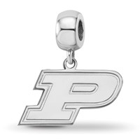 Sterling Silver Rhodium-plated LogoArt Purdue University Letter P Small Dangle Bead Charm view 1