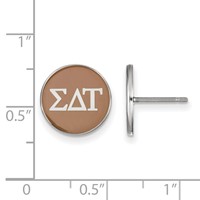 Sterling Silver Rhodium-plated LogoArt Sigma Delta Tau Sorority Greek Letters Color Enamel Post Earrings view 2