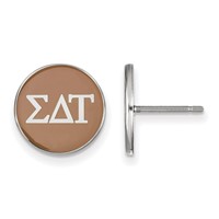 Sterling Silver Rhodium-plated LogoArt Sigma Delta Tau Sorority Greek Letters Color Enamel Post Earrings view 1