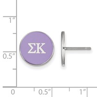 Sterling Silver Rhodium-plated LogoArt Sigma Kappa Sorority Greek Letters Color Enamel Post Earrings view 2