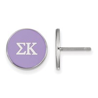 Sterling Silver Rhodium-plated LogoArt Sigma Kappa Sorority Greek Letters Color Enamel Post Earrings view 1