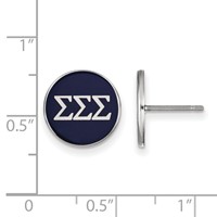 Sterling Silver Rhodium-plated LogoArt Sigma Sigma Sigma Sorority Greek Letters Color Enamel Post Earrings view 2