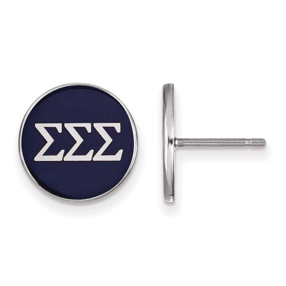 Sterling Silver Rhodium-plated LogoArt Sigma Sigma Sigma Sorority Greek Letters Color Enamel Post Earrings