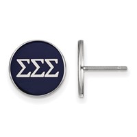 Sterling Silver Rhodium-plated LogoArt Sigma Sigma Sigma Sorority Greek Letters Color Enamel Post Earrings view 1