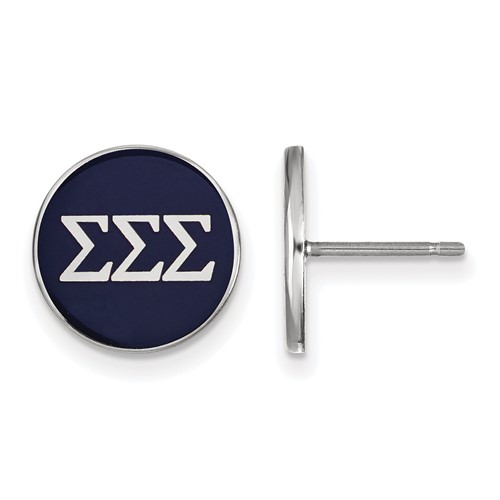 Sterling Silver Rhodium-plated LogoArt Sigma Sigma Sigma Sorority Greek Letters Color Enamel Post Earrings