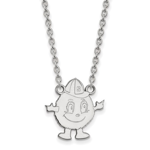 Sterling Silver Rhodium-plated LogoArt Syracuse University Mascot Large Pendant Necklace, 18"