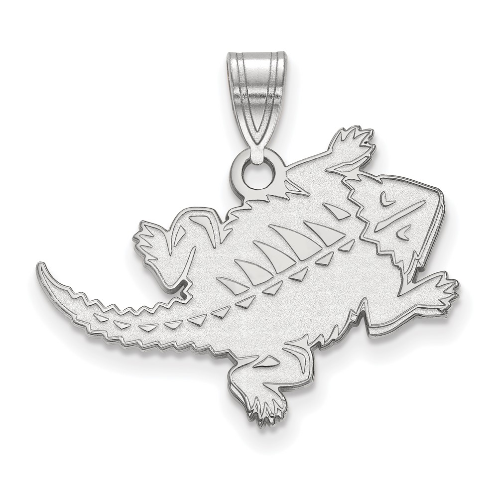 Sterling Silver Rhodium-plated LogoArt Texas Christian University Horned Frog Large Pendant