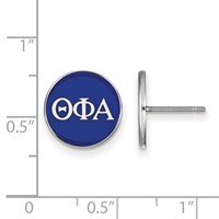 Sterling Silver Rhodium-plated LogoArt Theta Phi Alpha Sorority Greek Letters Color Enamel Post Earrings view 2