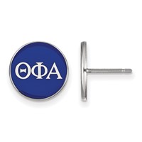 Sterling Silver Rhodium-plated LogoArt Theta Phi Alpha Sorority Greek Letters Color Enamel Post Earrings view 1