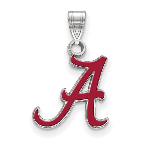 Sterling Silver Rhodium-plated LogoArt University of Alabama Letter a Small Enameled Pendant