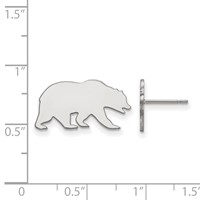 Sterling Silver Rhodium-plated LogoArt University of California Berkeley Bear Small Post Earrings view 2