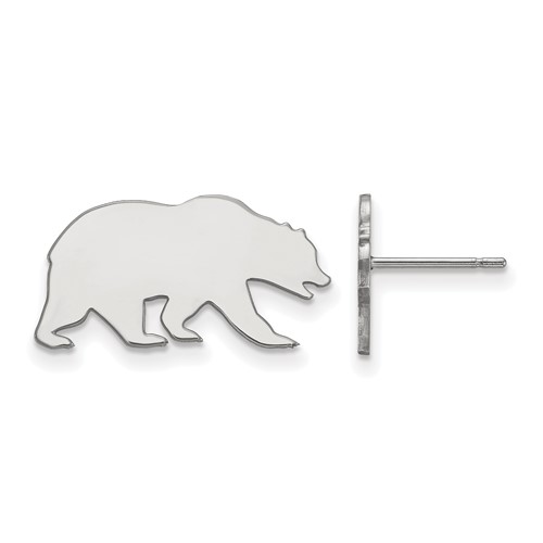 Sterling Silver Rhodium-plated LogoArt University of California Berkeley Bear Small Post Earrings
