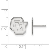 Sterling Silver Rhodium-plated LogoArt University of Colorado C-u Small Post Earrings view 2