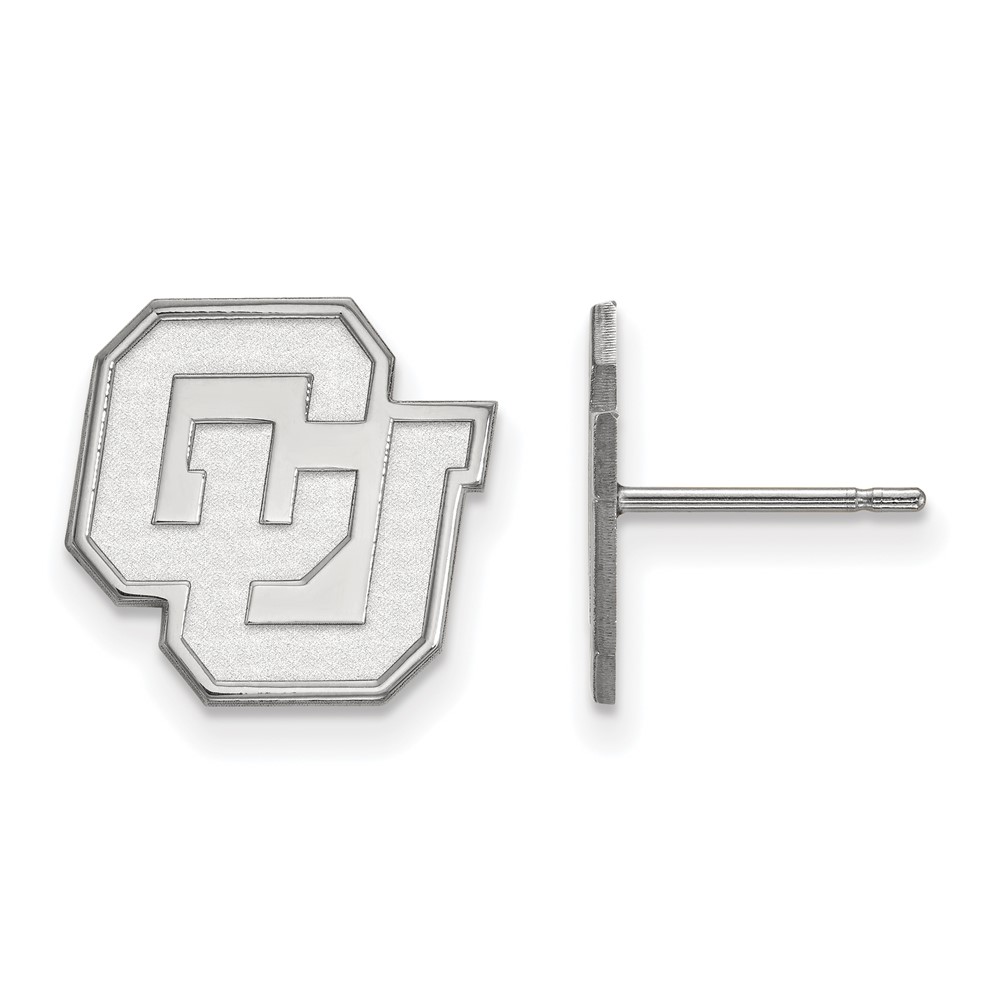 Sterling Silver Rhodium-plated LogoArt University of Colorado C-u Small Post Earrings