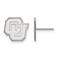 Sterling Silver Rhodium-plated LogoArt University of Colorado C-u Small Post Earrings view 1