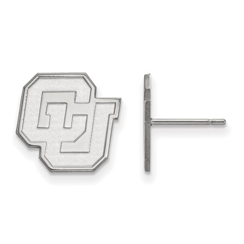 Sterling Silver Rhodium-plated LogoArt University of Colorado C-u Small Post Earrings
