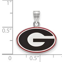 Sterling Silver Rhodium-plated LogoArt University of Georgia Letter G Small Enameled Pendant view 2